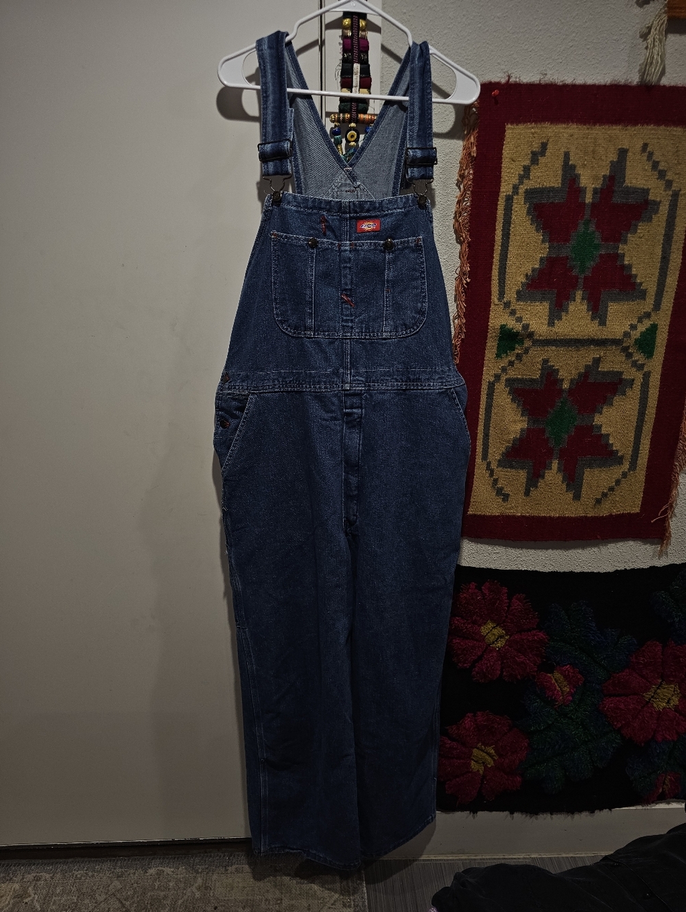 Vintage Dickies indigo denim overalls. 38x30